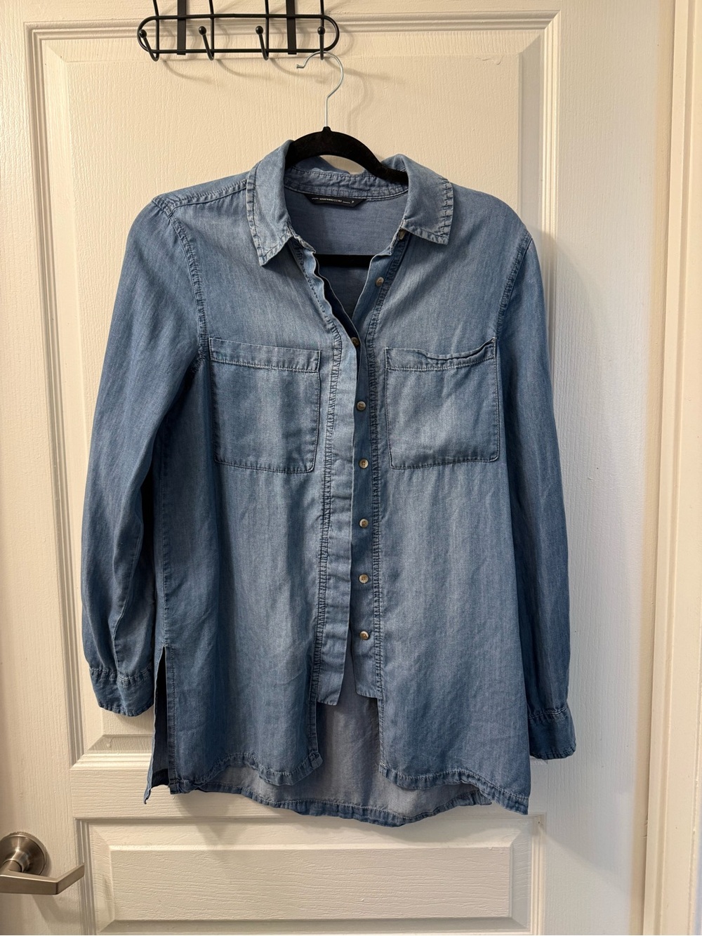 Light Blue Denim Button-Up Shirt - Men's Casual Shirt